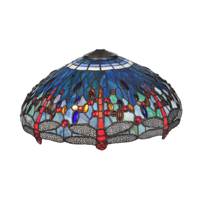 61-inch Tiffany floor lamp dragonfly hanginghead. Close up of glass shades. 