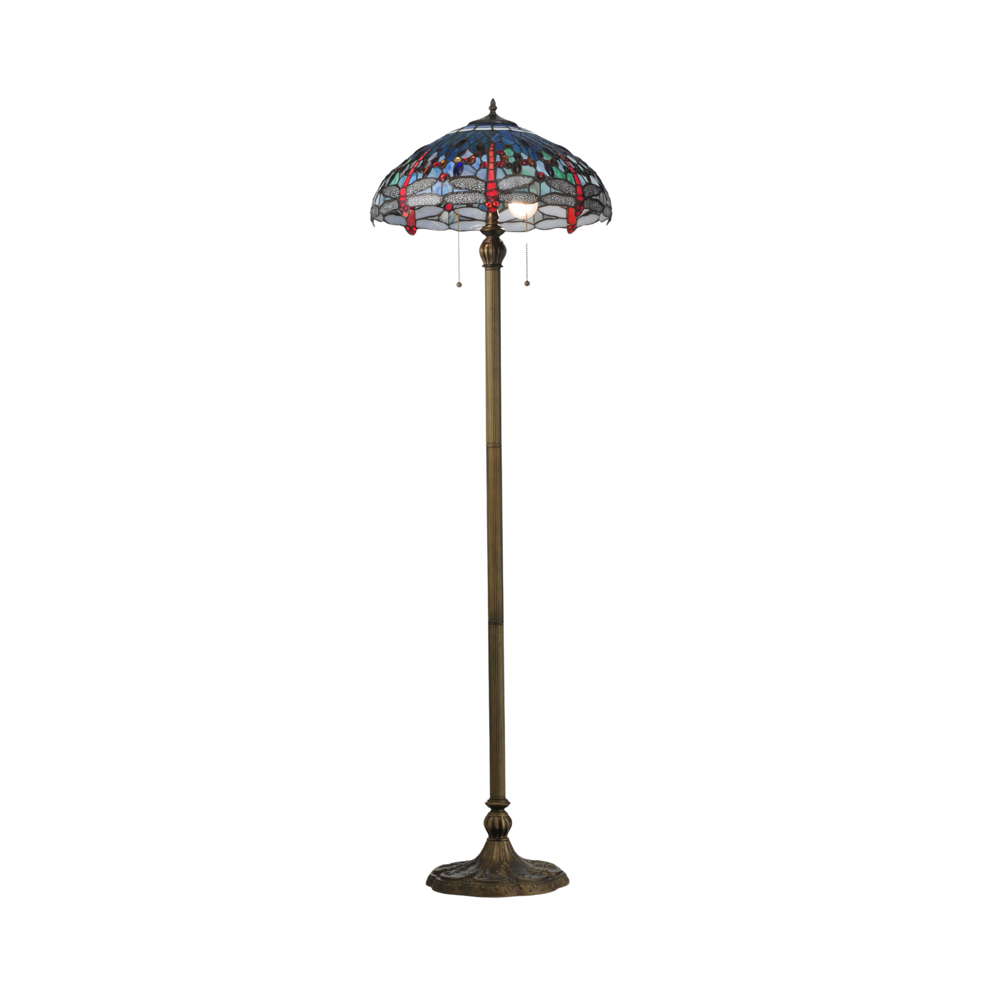 61-inch Tiffany floor lamp dragonfly hanginghead. Lamp lights off. 