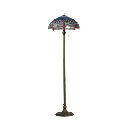 61-inch Tiffany floor lamp dragonfly hanginghead. Lamp lights off. 