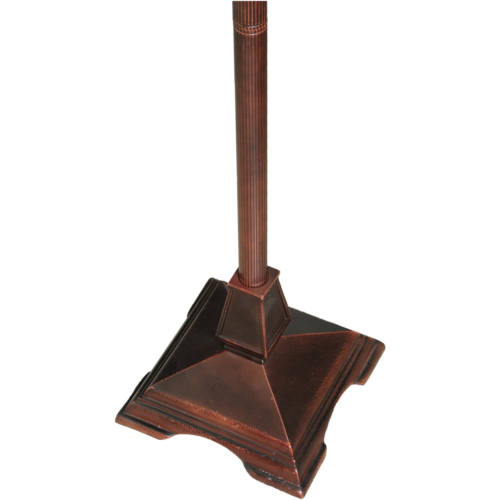 62-inch Mission Style Stained Glass Diamond Mission Floor Lamp by Meyda Lighting. Close up of base. 