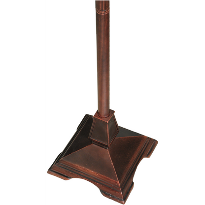 62-inch Mission Style Stained Glass Diamond Mission Floor Lamp by Meyda Lighting. Close up of base. 