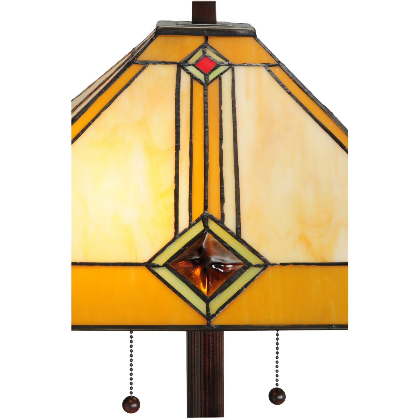 62-inch Mission Style Stained Glass Diamond Mission Floor Lamp by Meyda Lighting close of shade angled