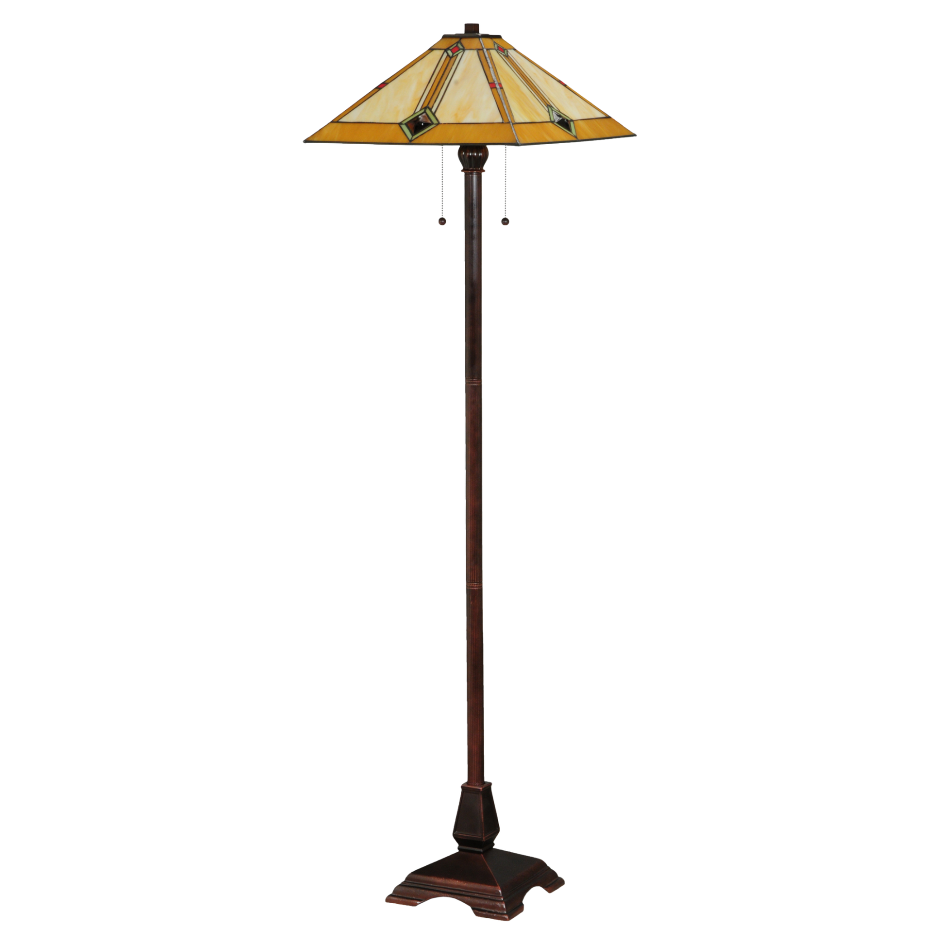 62-inch Mission Style Stained Glass Diamond Mission Floor Lamp by Meyda Lighting lights off. 