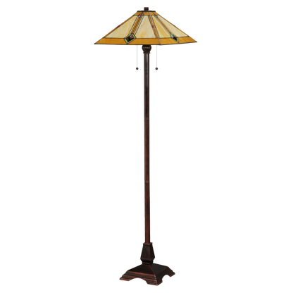 62-inch Mission Style Stained Glass Diamond Mission Floor Lamp by Meyda Lighting lights off. 