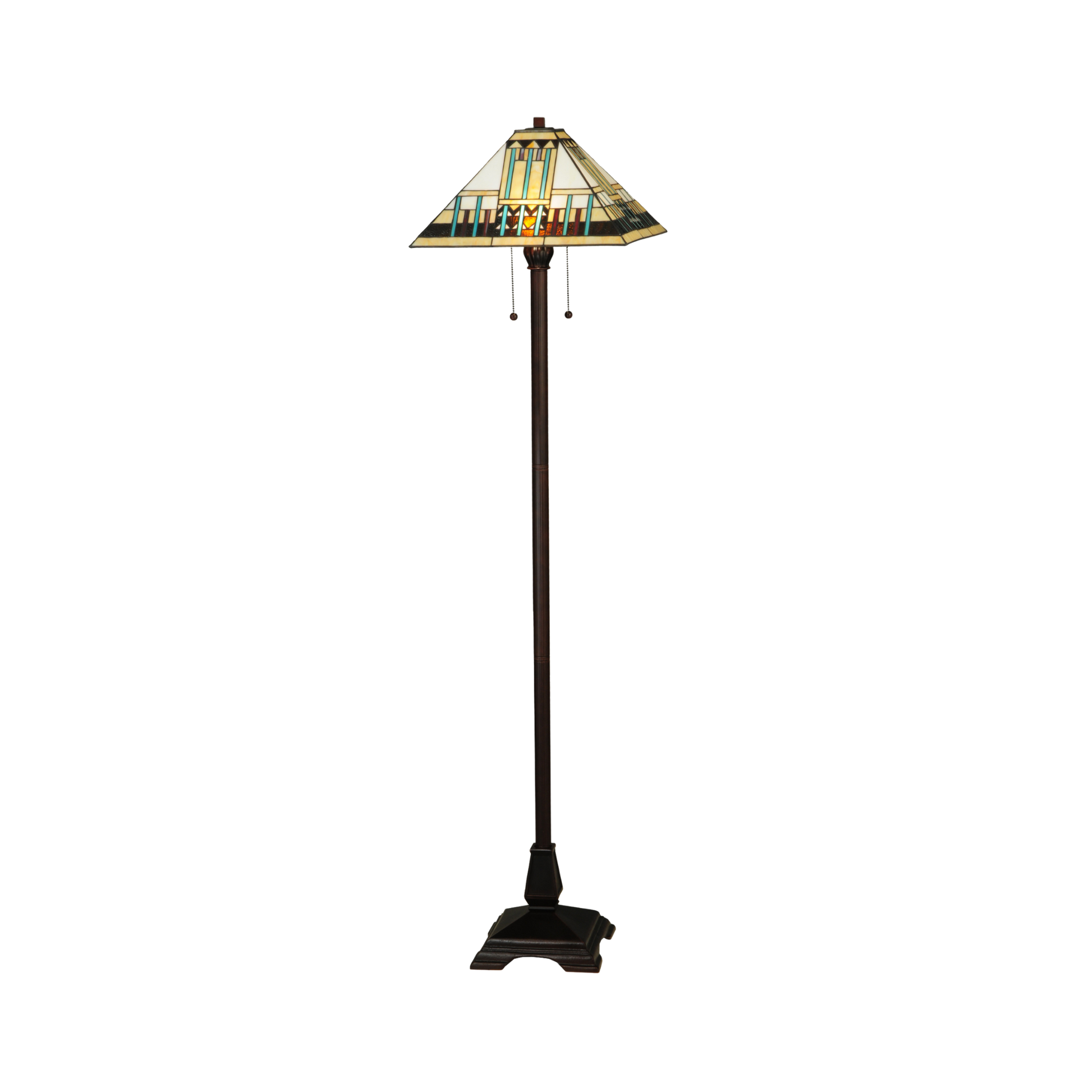 62-inch Mission Style Stained Glass Lamp Prairie Peaks by Meyda Lighting