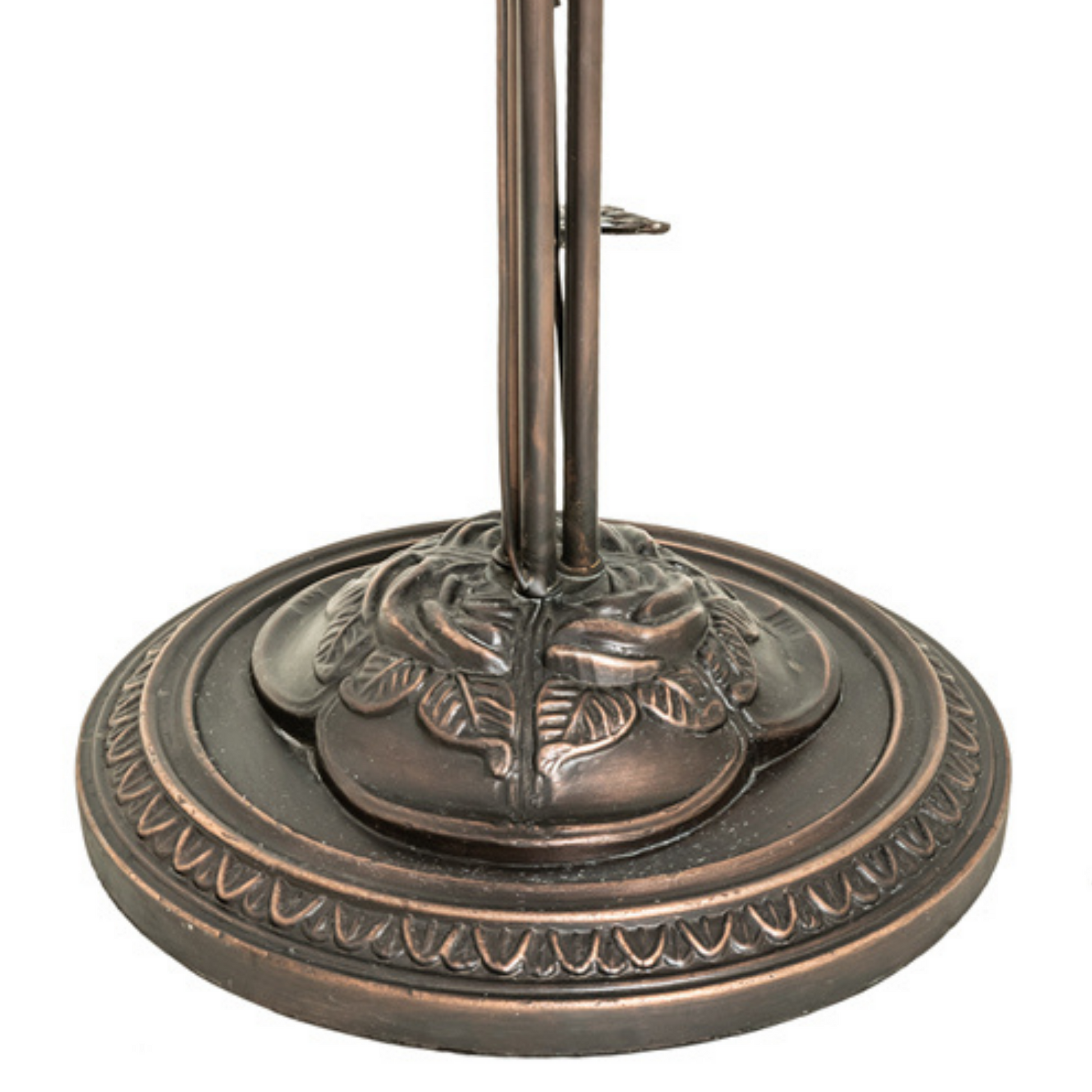 62-inch Mission Style Stained Glass Lamp Prairie Peaks by Meyda Lighting. Close up of base. 