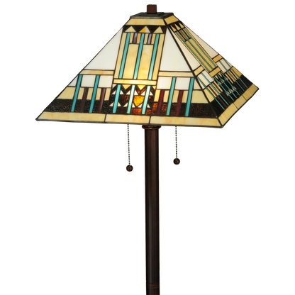62-inch Mission Style Stained Glass Lamp Prairie Peaks by Meyda Lighting. Close up of shade. 