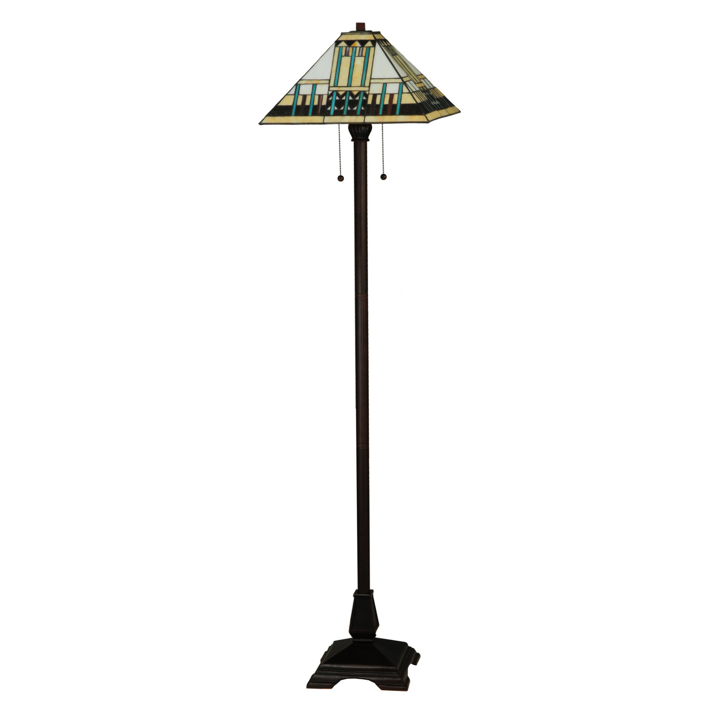 62-inch Mission Style Stained Glass Lamp Prairie Peaks by Meyda Lighting lights off