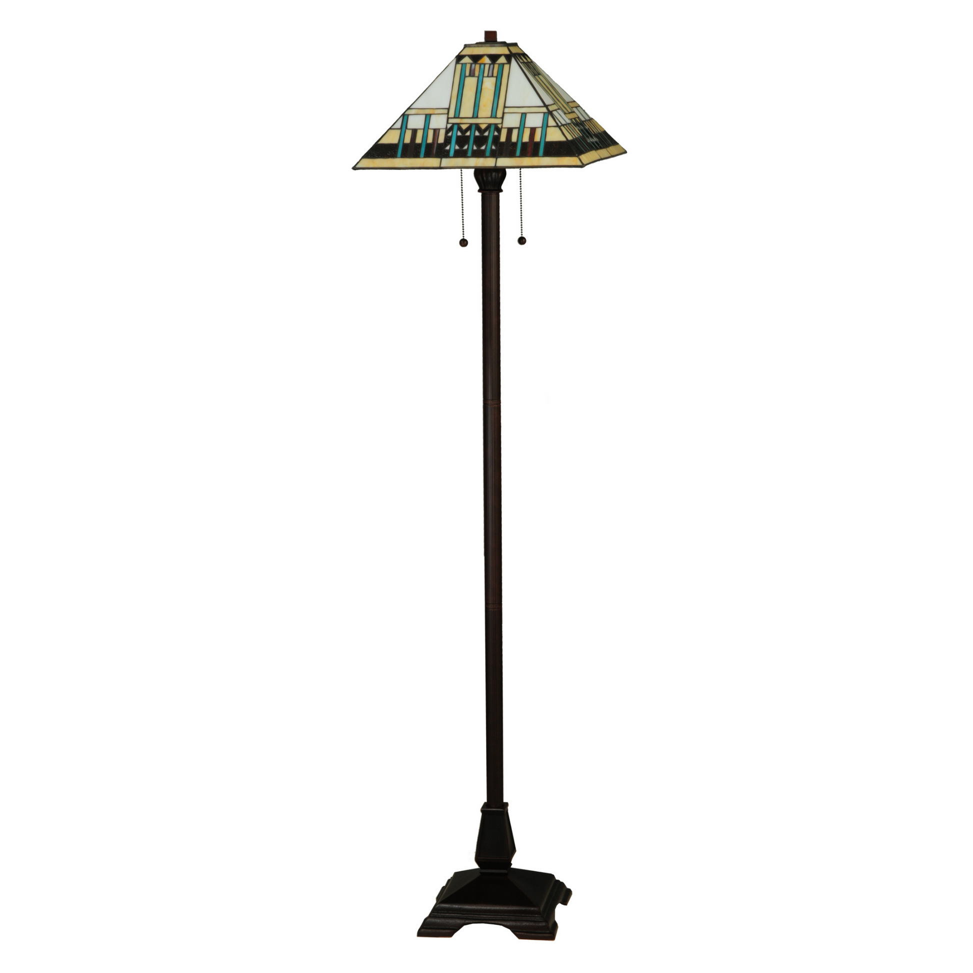 62-inch Mission Style Stained Glass Lamp Prairie Peaks by Meyda Lighting lights off