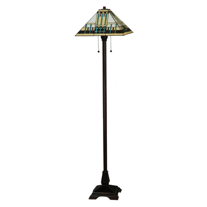 62-inch Mission Style Stained Glass Lamp Prairie Peaks by Meyda Lighting lights off
