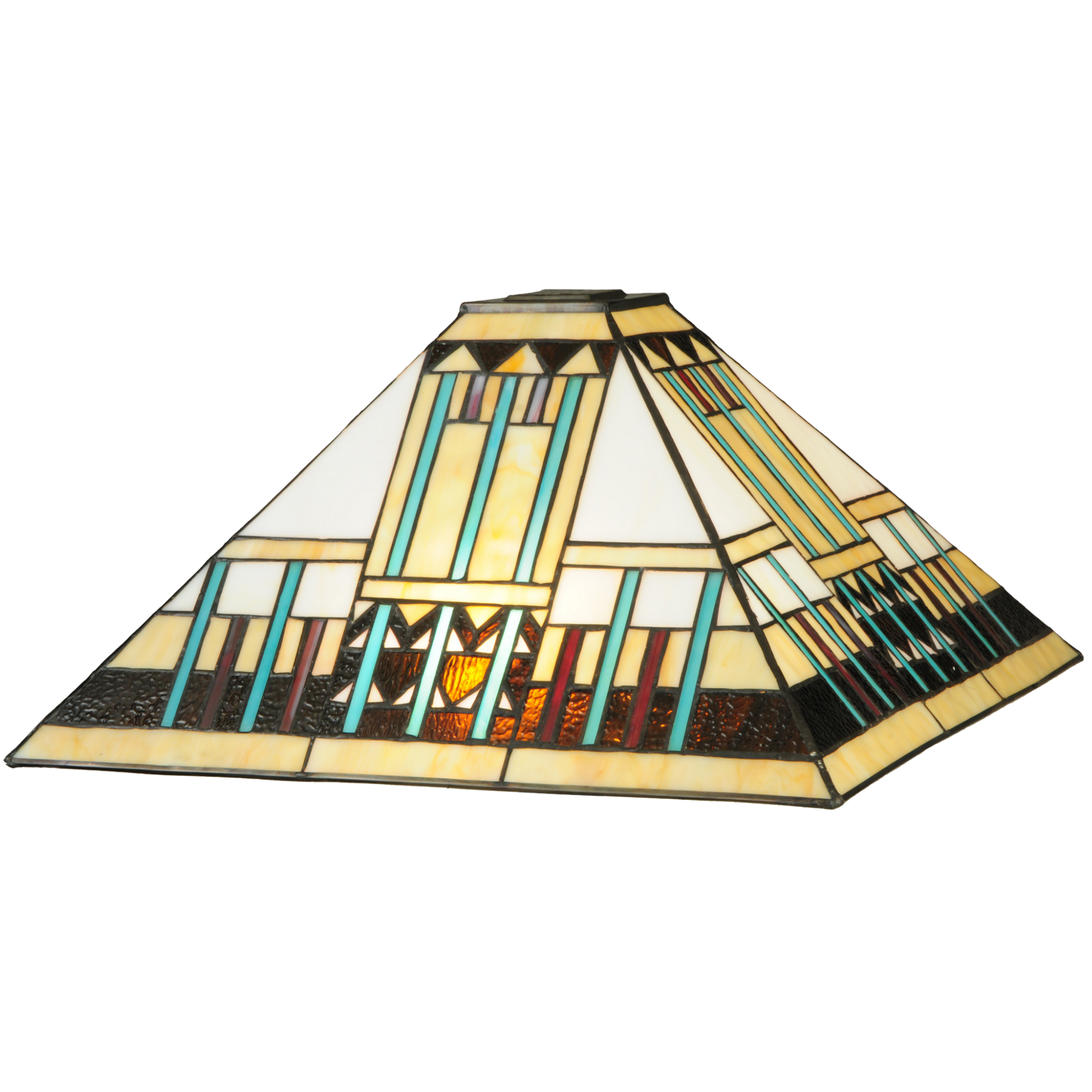 62-inch Mission Style Stained Glass Lamp Prairie Peaks by Meyda Lighting shade.