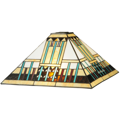 62-inch Mission Style Stained Glass Lamp Prairie Peaks by Meyda Lighting shade.