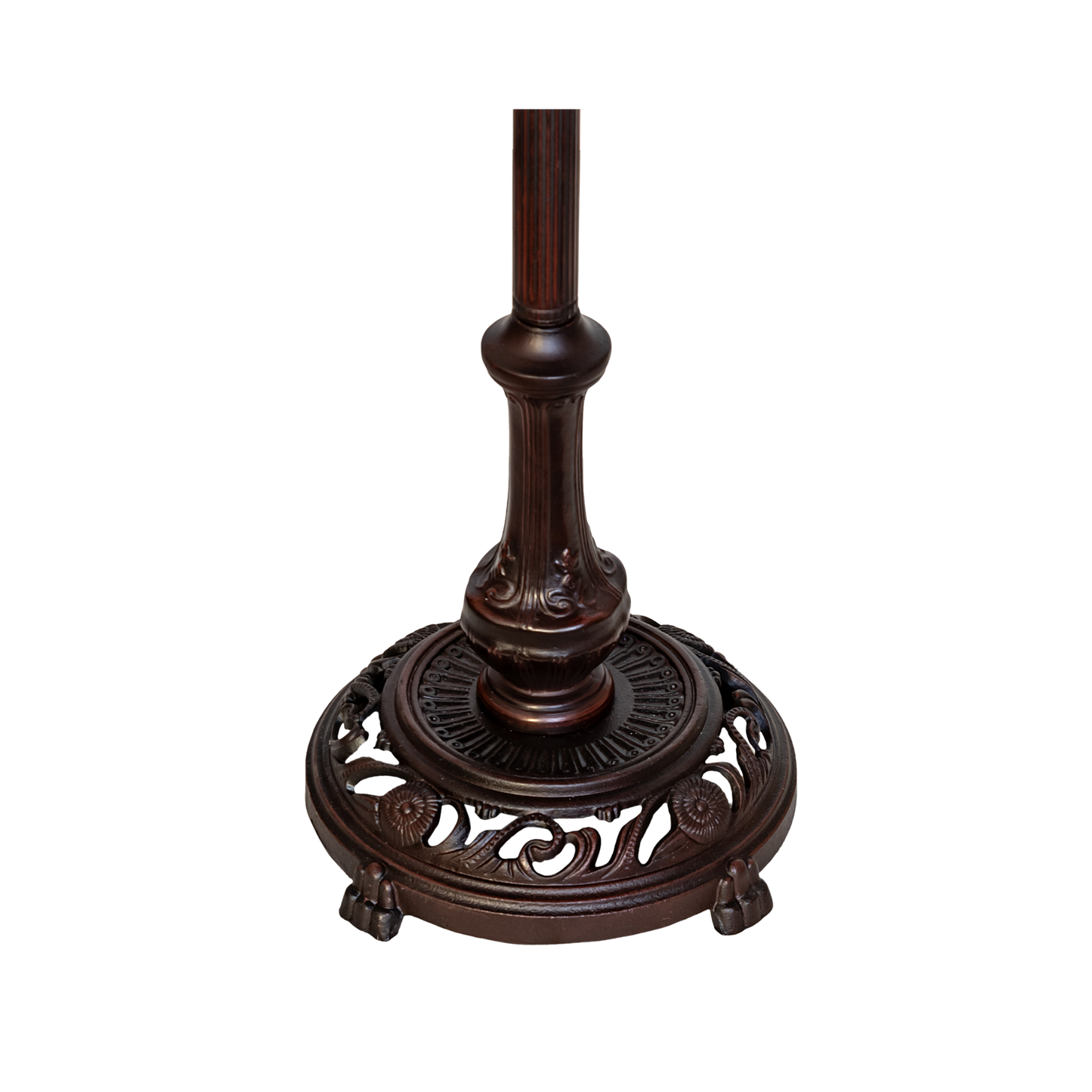63-inch Tiffany Style floor Lamp Saturday Morning Bridge Arm by Meyda Lighting. Close up of base. 