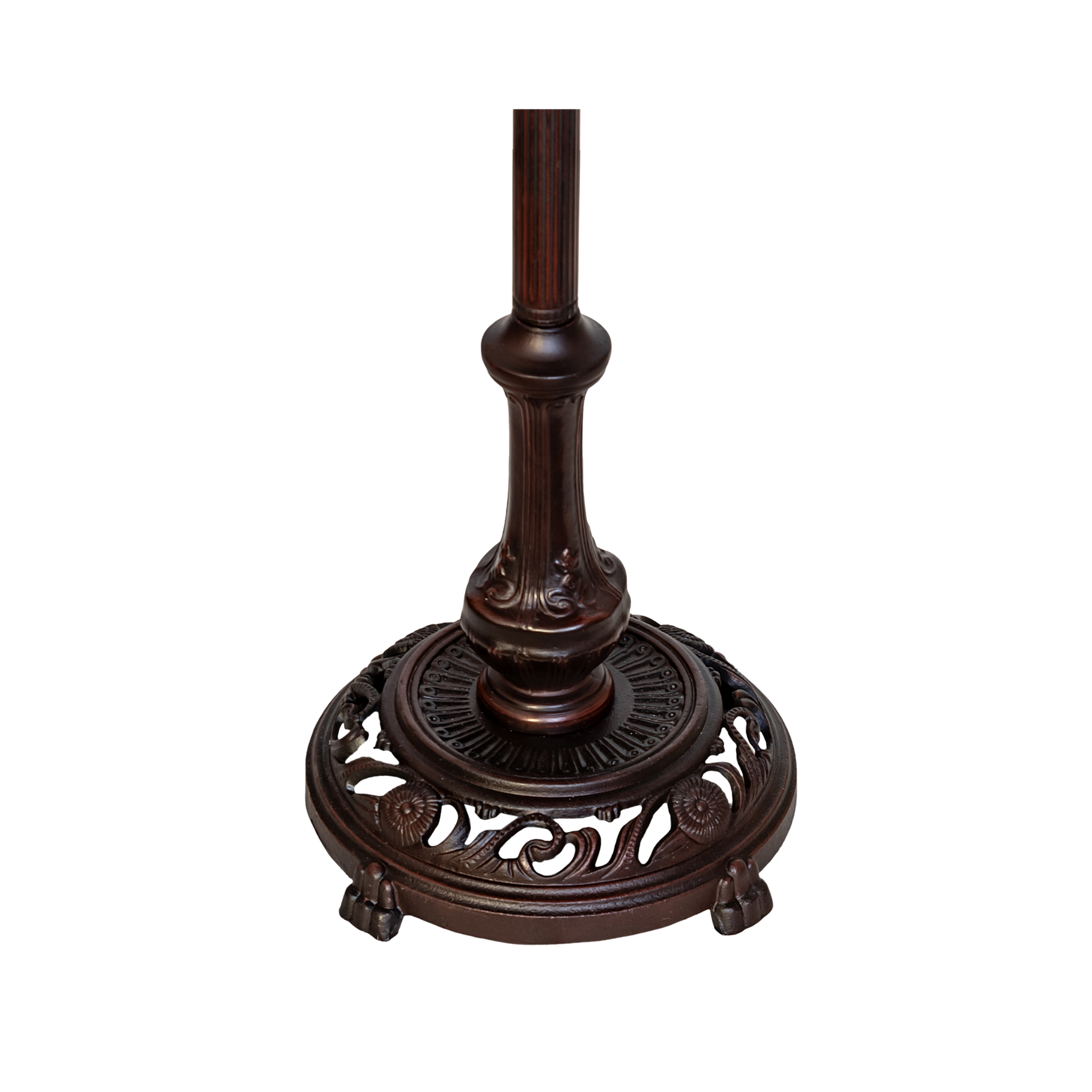 63-inch Tiffany Style floor Lamp Saturday Morning Bridge Arm by Meyda Lighting. Close up of base. 
