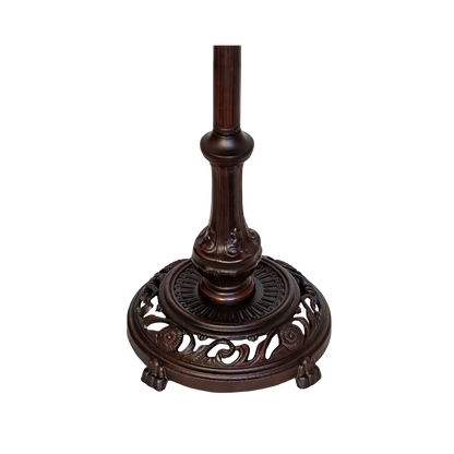 63-inch Tiffany Style floor Lamp Saturday Morning Bridge Arm by Meyda Lighting. Close up of base. 