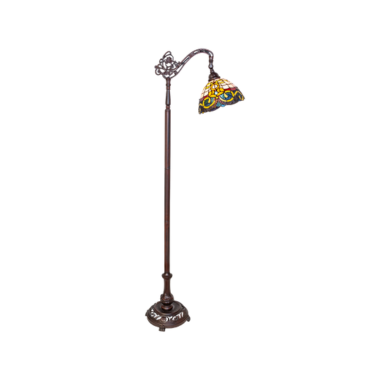 63-inch Tiffany style floor lamp Saturday Morning Bridge Arm by Meyda Lighting