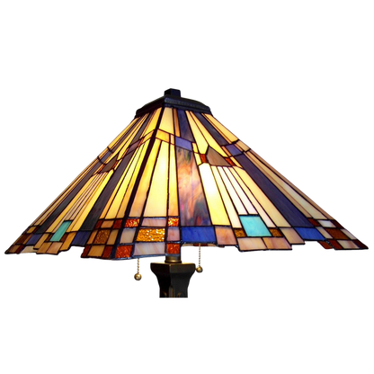 Close-up view of stained glass shade. Tabletop Tiffany Lamp Flare Mission by Chloe Lighting