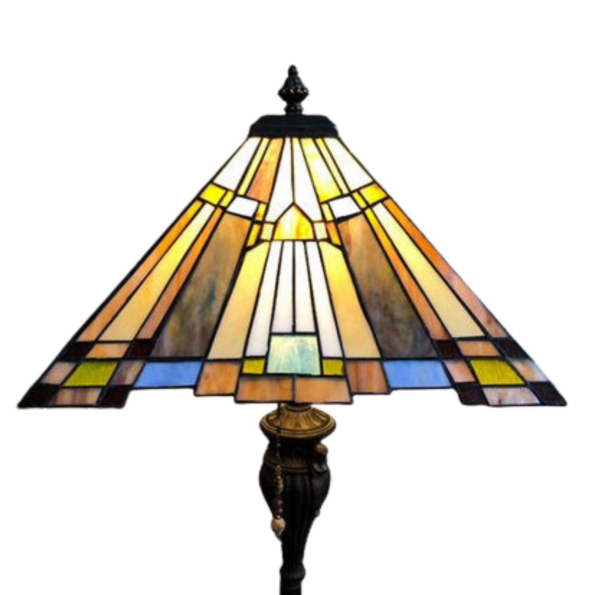 Close-up view of shade. Tiffany Glass Floor Lamp Flare Mission by Chloe Lighting
