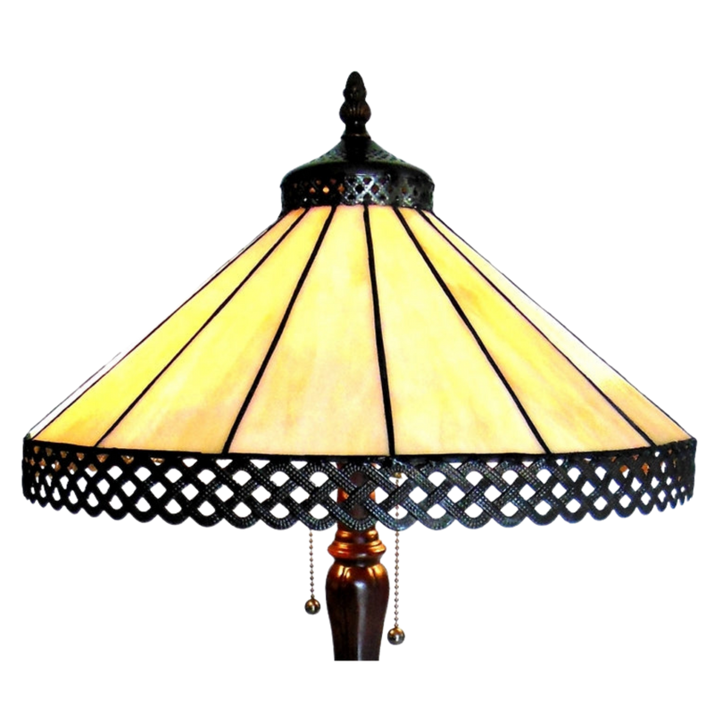 Close-up view of stained glass shade. Tiffany Glass Table Lamp Mila Mission by Chloe Lighting