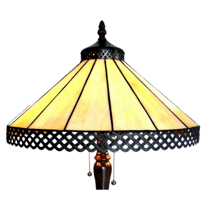 Close-up view of stained glass shade. Tiffany Glass Table Lamp Mila Mission by Chloe Lighting