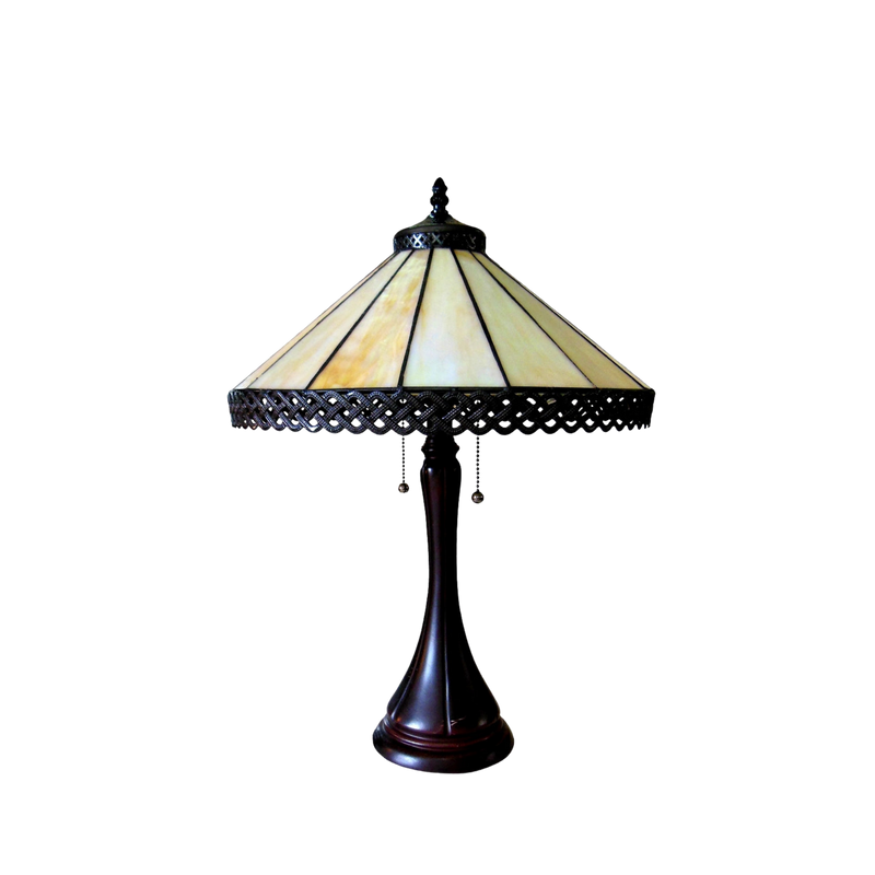 Unlit view. Tiffany Glass Table Lamp Mila Mission by Chloe Lighting