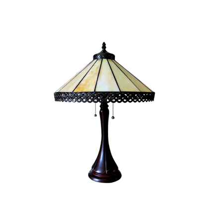 Unlit view. Tiffany Glass Table Lamp Mila Mission by Chloe Lighting