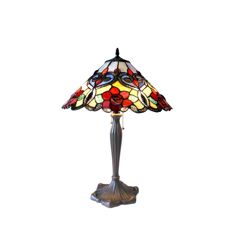 24-inch Tabletop Tiffany Lamp Lindsay Roses by Chloe Lighting