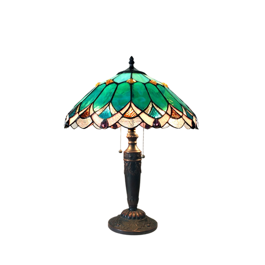 21-inch Vintage Tiffany Table Lamp Demeter Geometric by Chloe Lighting