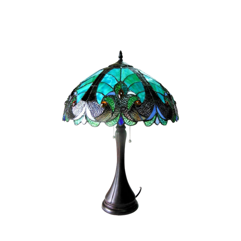Unlit view. Tiffany Glass Table Lamp Amor Victorian by Chloe Lighting