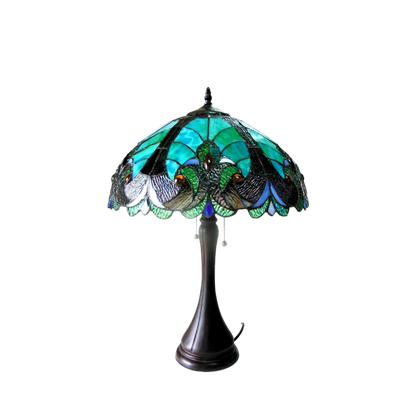 Unlit view. Tiffany Glass Table Lamp Amor Victorian by Chloe Lighting