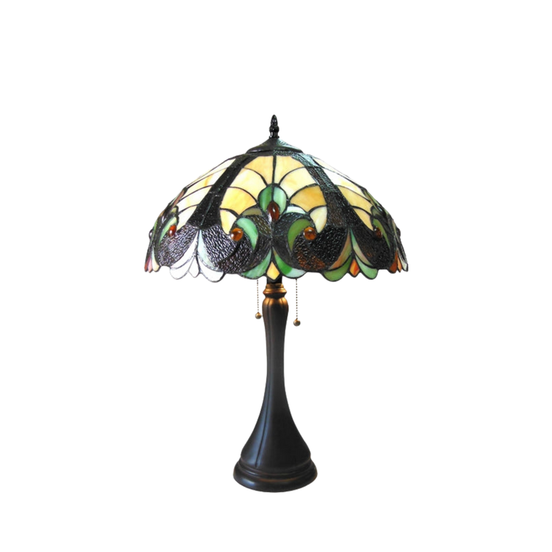 Unlit view. Tiffany Like Table Lamp Amor Victorian by Chloe Lighting