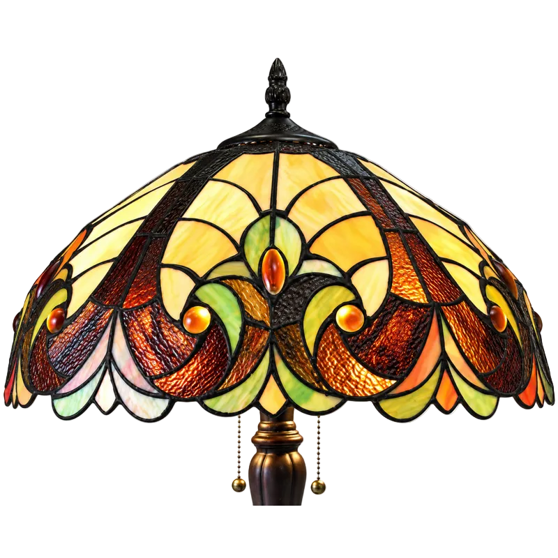 Close-up view of stained glass shade. Tiffany Like Table Lamp Amor Victorian by Chloe Lighting