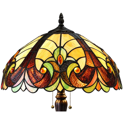 Close-up view of stained glass shade. Tiffany Like Table Lamp Amor Victorian by Chloe Lighting