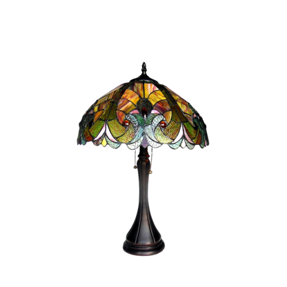 Unlit view. Vintage Tiffany Table Lamp Amor Victorian by Chloe Lighting