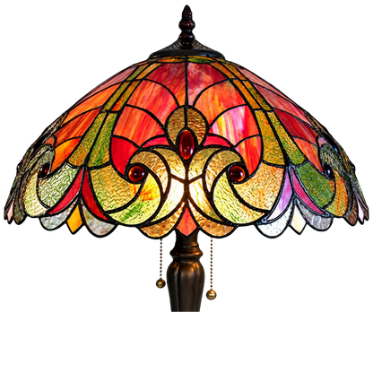 Close-up view of stained glass shade. Vintage Tiffany Table Lamp Amor Victorian by Chloe Lighting