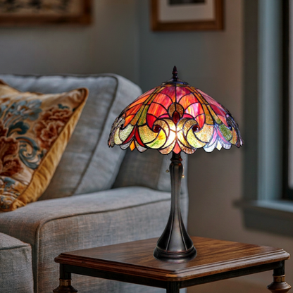 22-inch Vintage Tiffany Table Lamp Amor Victorian by Chloe Lighting in living room setting