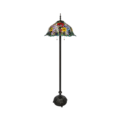 Unlit view. 61-inch Tiffany Type Floor Lamp Carrell Roses by Chloe Lighting
