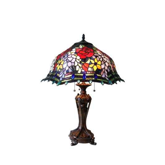 26-inch Tabletop Tiffany Lamp Carrell Roses by Chloe Lighting