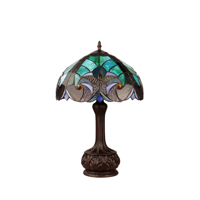 Unlit view. Tiffany Glass Table Lamp Liaison Victorian by Chloe Lighting