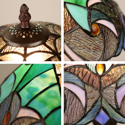 Close-up views of shade, stained glass, and lamp details. Tiffany Glass Table Lamp Liaison Victorian by Chloe Lighting