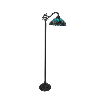 Unlit view. 60-inch Tiffany Glass Floor Lamp Liaison Victorian Reading by Chloe Lighting