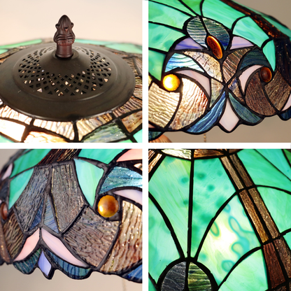Closeup view of shade. 62-inch Tiffany Style Floor Lamp Liaison Victorian by Chloe Lighting.