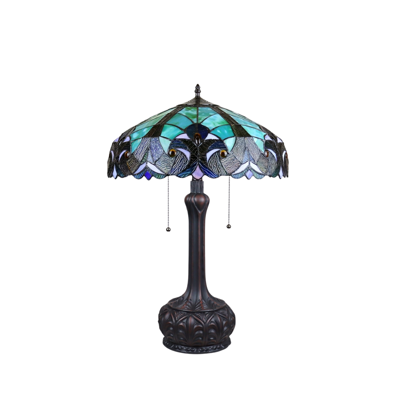 Unlit view. Vintage Tiffany Table Lamp Liaison Victorian by Chloe Lighting