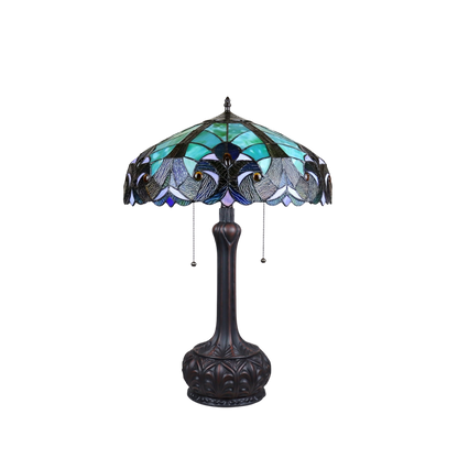 Unlit view. Vintage Tiffany Table Lamp Liaison Victorian by Chloe Lighting