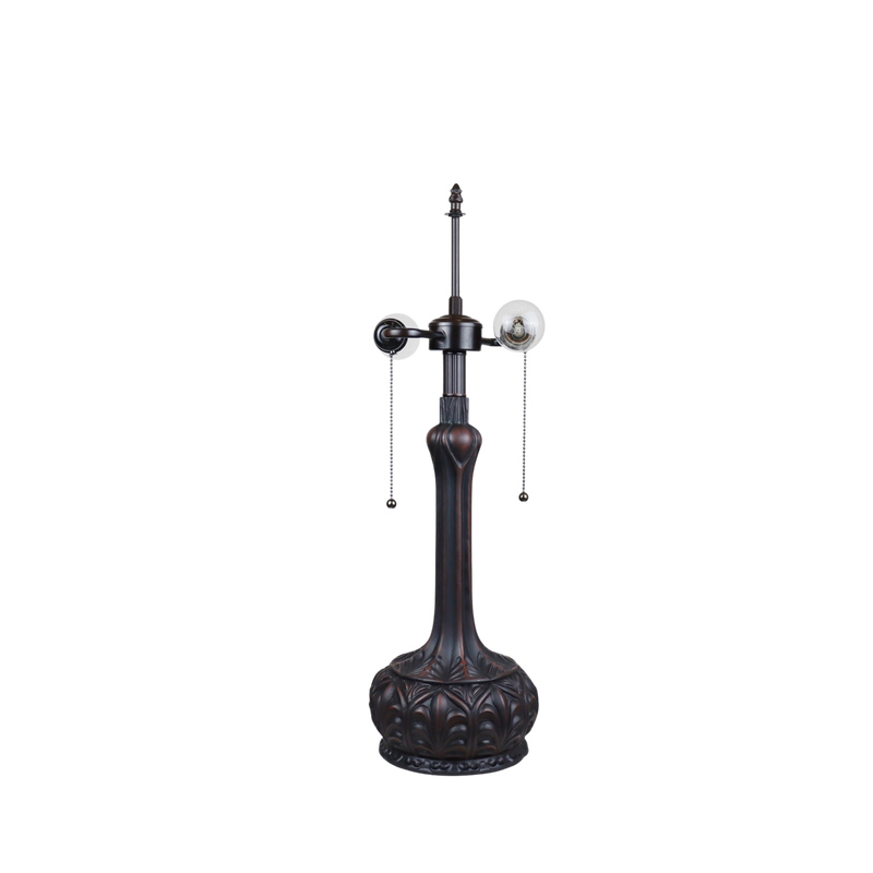 View of lamp base and hardware without shade. Vintage Tiffany Table Lamp Liaison Victorian by Chloe Lighting