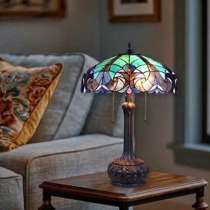26-inch Vintage Tiffany Table Lamp Liaison Victorian by Chloe Lighting in living room setting