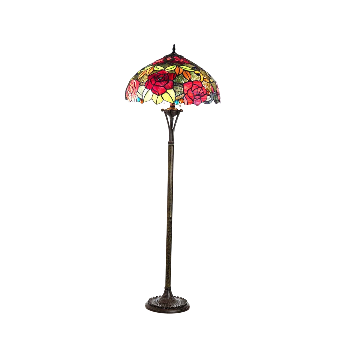 64-inch Tiffany Glass Floor Lamp Peggy Roses by Chloe Lighting