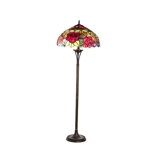64-inch Tiffany Glass Floor Lamp Peggy Roses by Chloe Lighting