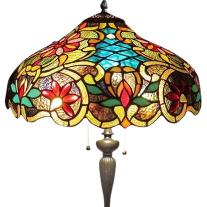 Closeup view. 60-inch Tiffany Stained Glass Floor Lamp Leslie Victorian by Chloe Lighting
