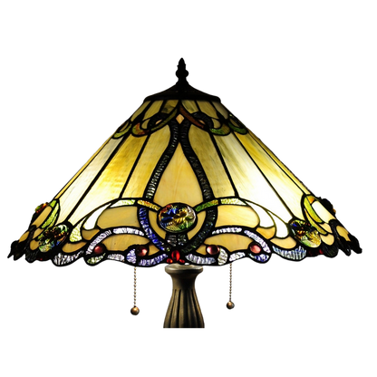 Close-up view of stained glass shade. Tiffany Glass Table Lamp Majestic Grandeur Victorian by Chloe Lighting
